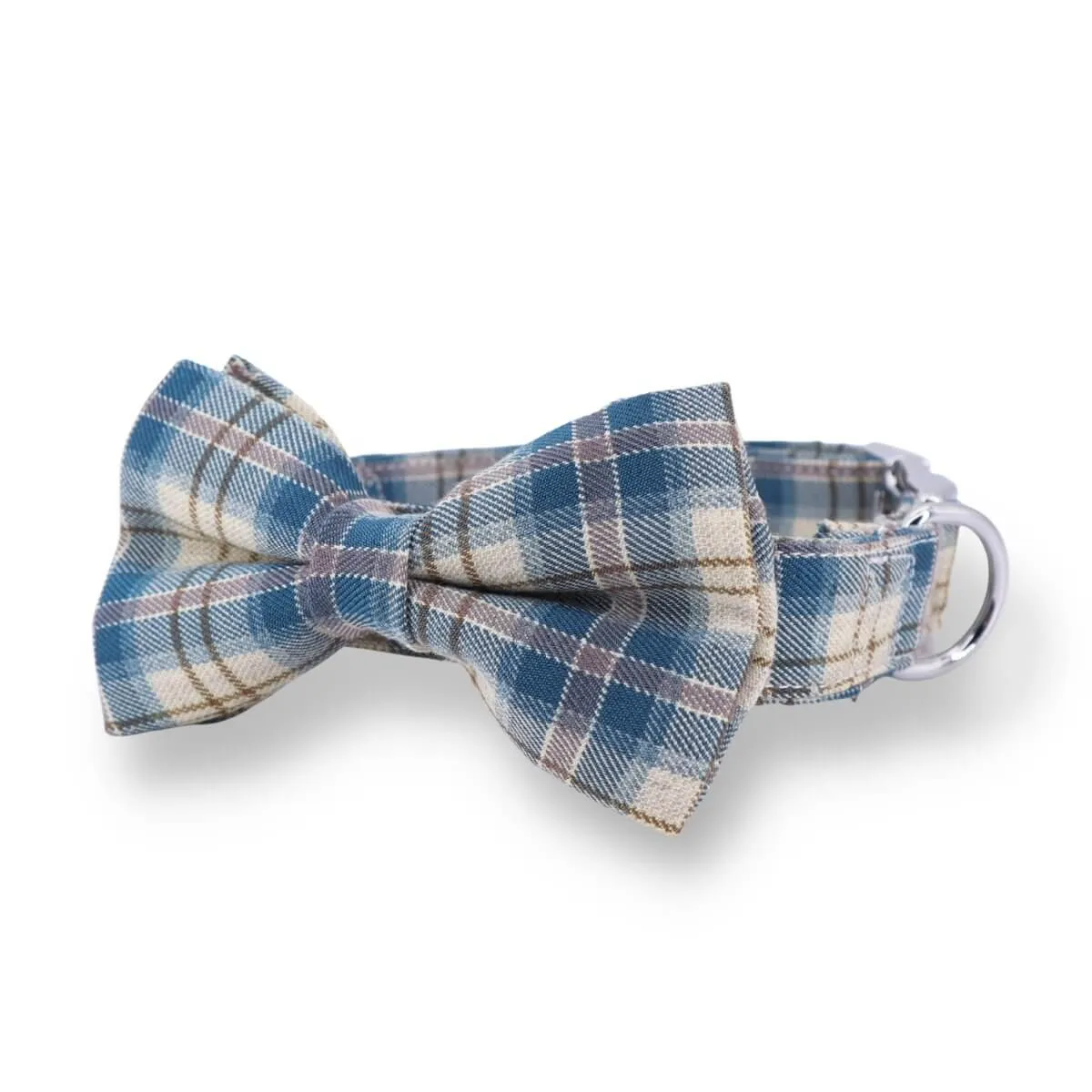 Deep Sea Plaid Bowtie Unbreakable Collar™ & Leash Set