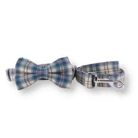 Deep Sea Plaid Bowtie Unbreakable Collar™ & Leash Set