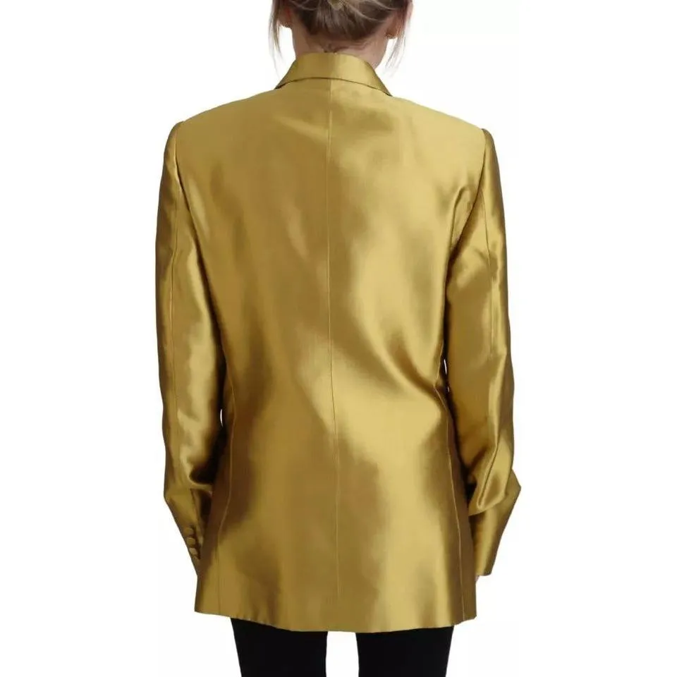 Dolce & Gabbana Gold Satin Long Sleeves Blazer Coat Jacket