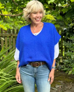 Drop Shoulder Mohair Tank Top - Cobalt Blue