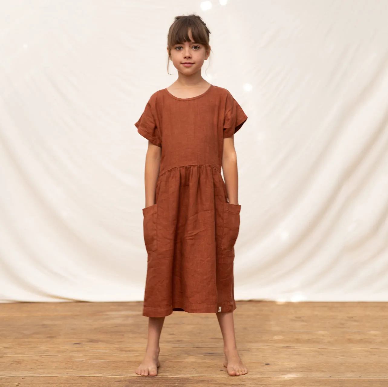 Eden Dress in 100% Linen - Milk (3-10y)