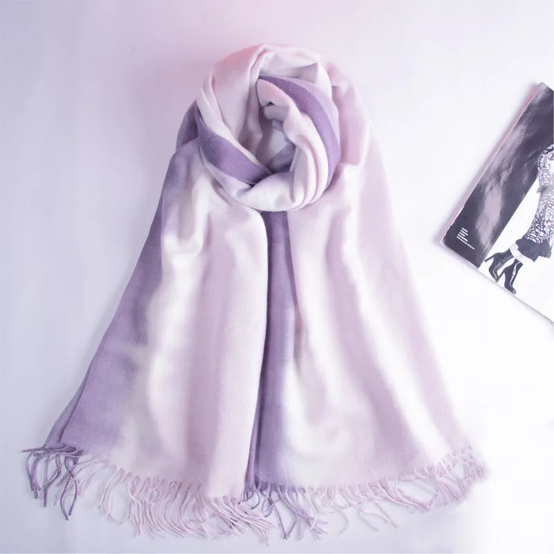 Elegant lady style gradient scarf autumn and winter shawl imitation cashmere scarf women's warm scarf