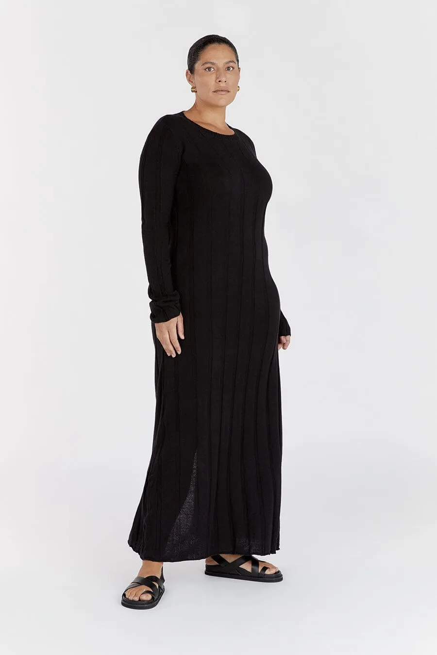 EMERY BLACK LONG SLEEVE MAXI DRESS