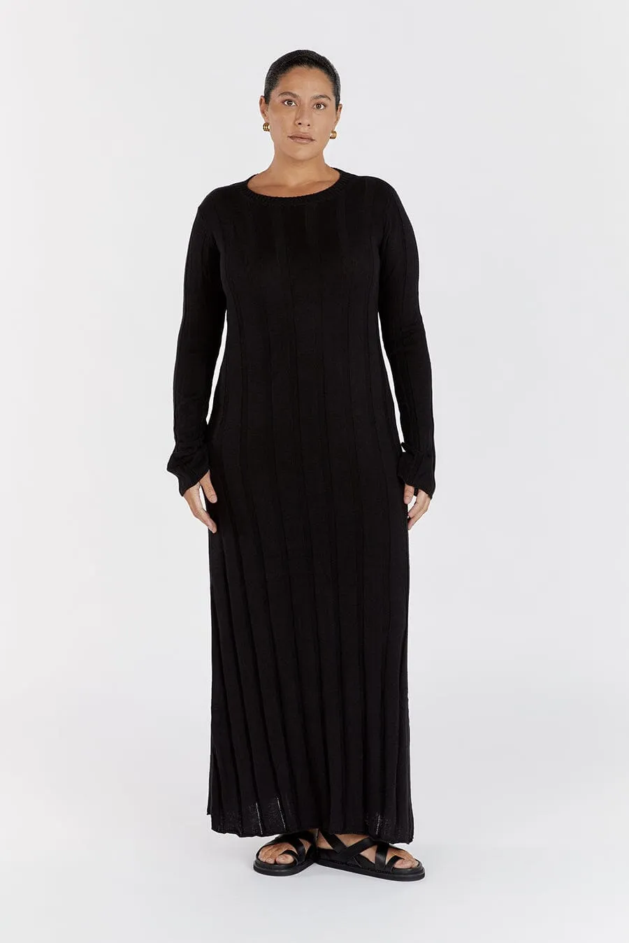 EMERY BLACK LONG SLEEVE MAXI DRESS