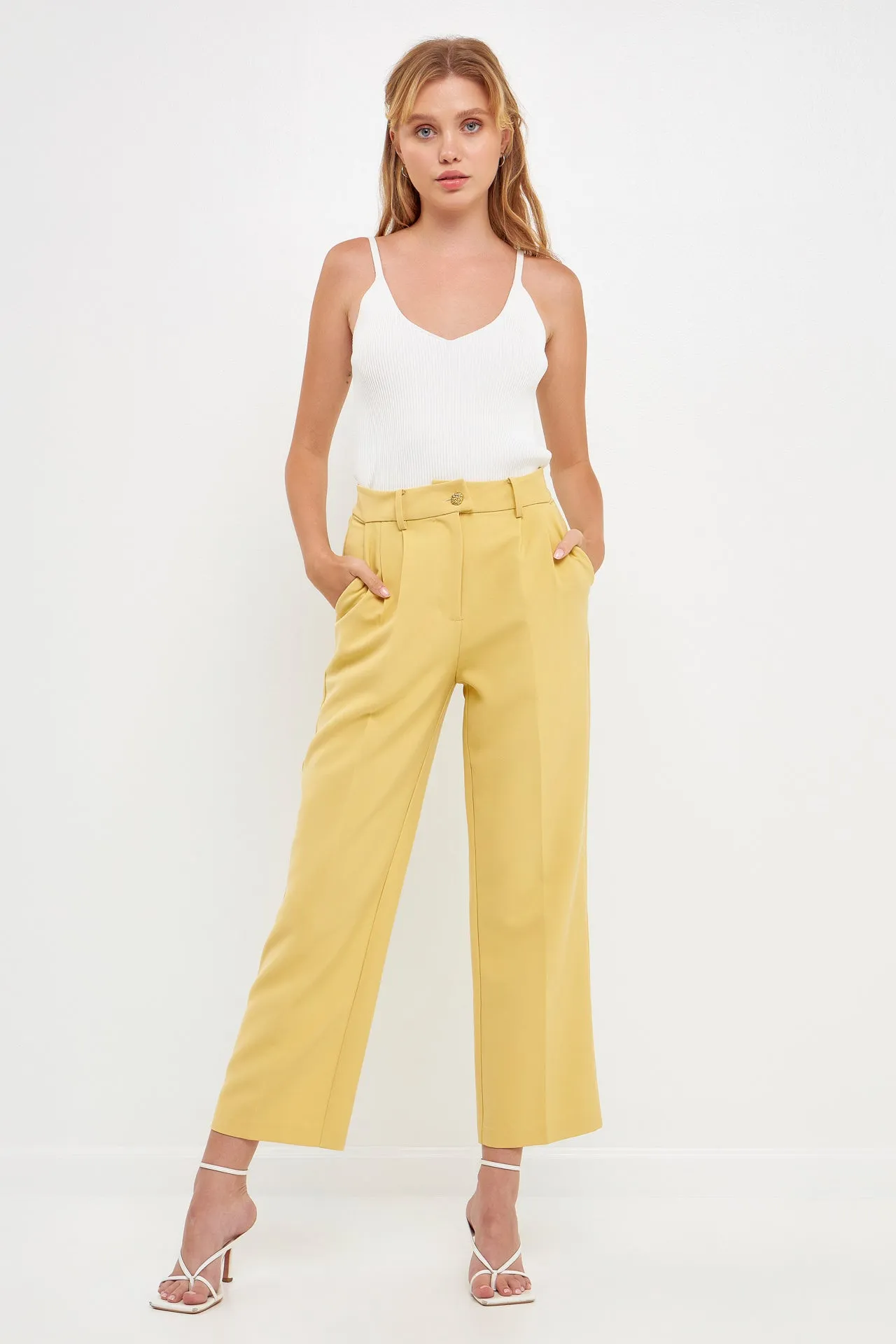 English Factory - High-Waisted Straight-Leg Trousers