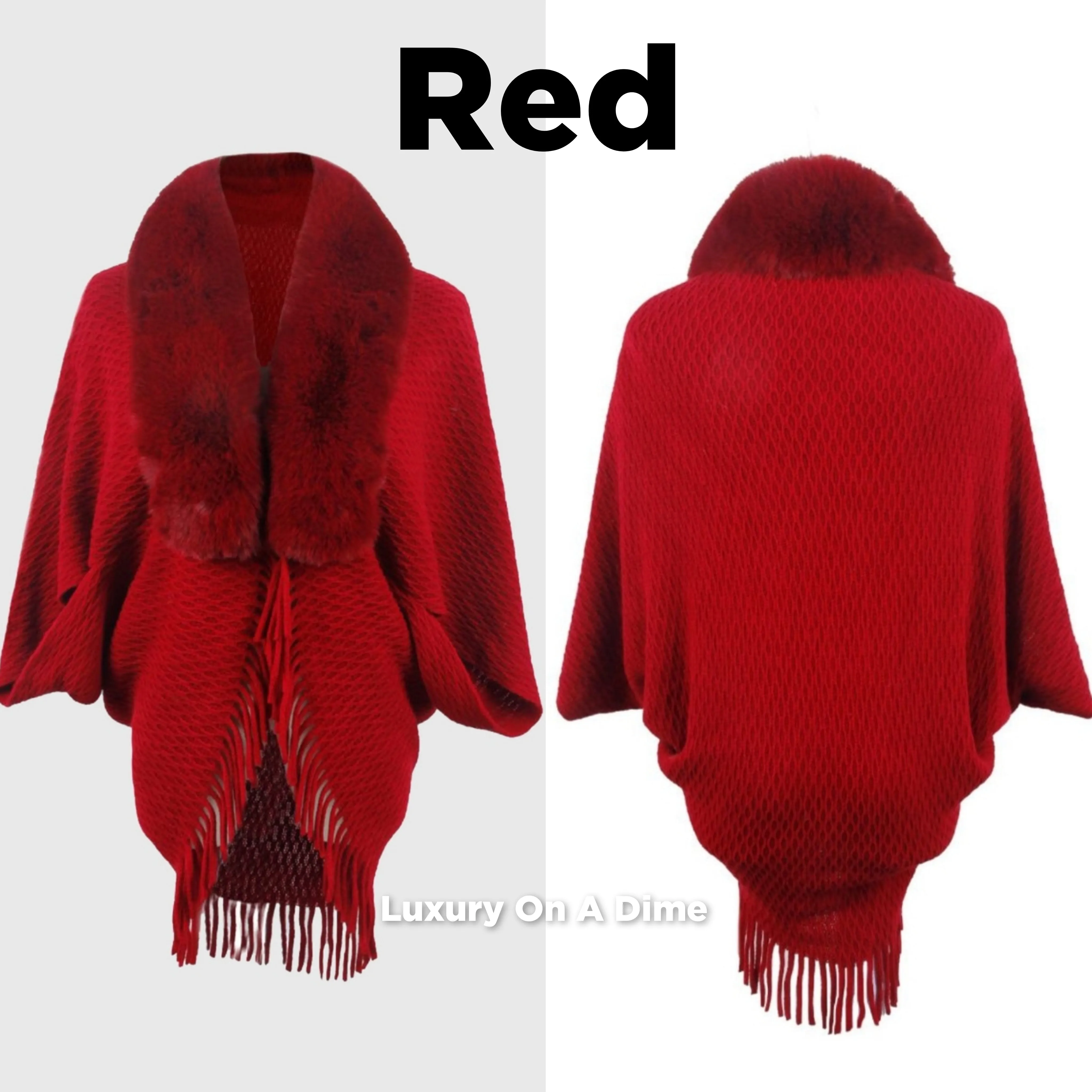 Faux Fur Retro Fringe Hem Open Front Shrug Knit Bolero Cardigan