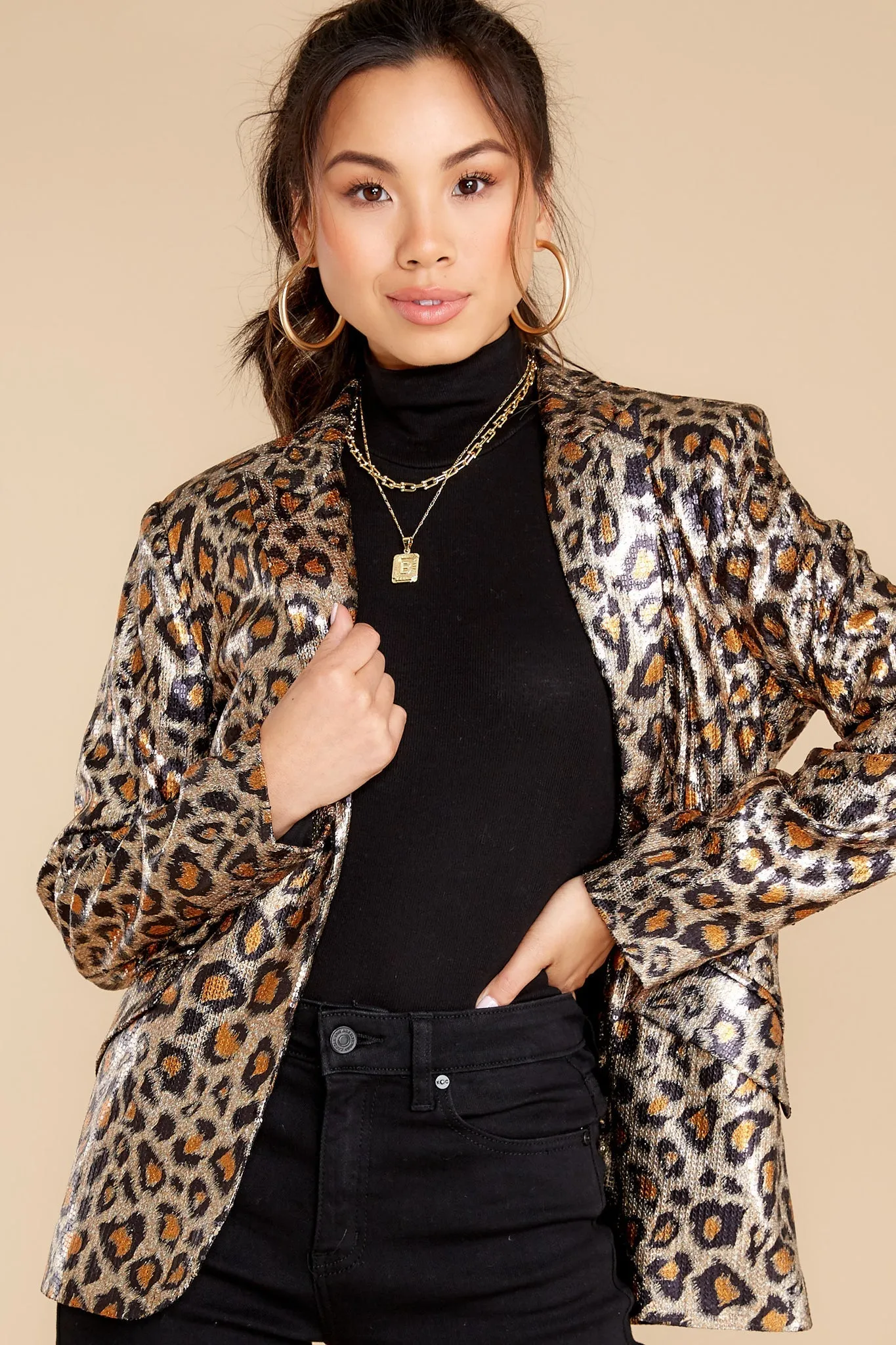 Fiercely Stunning Gold Leopard Print Blazer