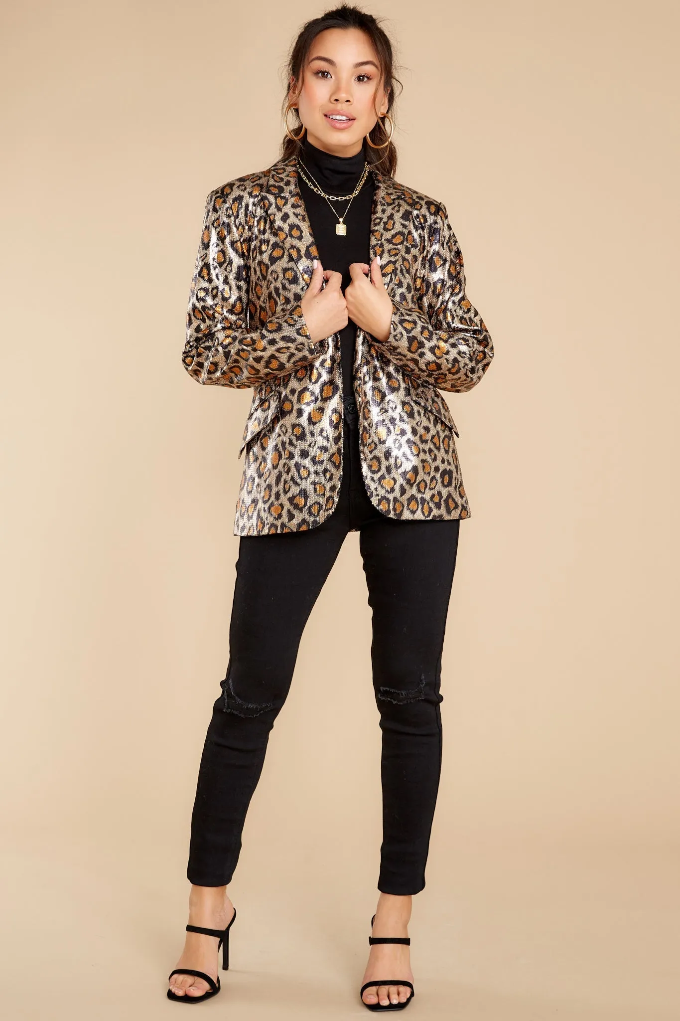 Fiercely Stunning Gold Leopard Print Blazer