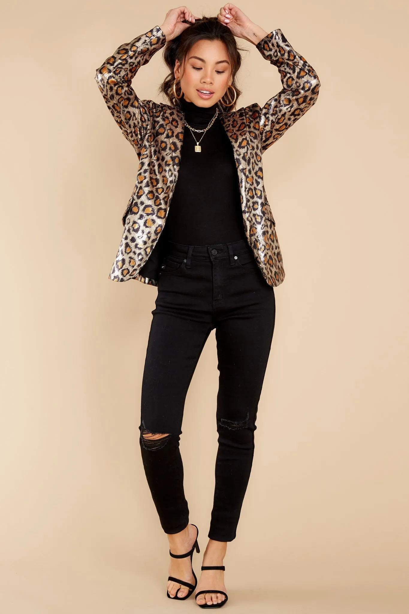 Fiercely Stunning Gold Leopard Print Blazer