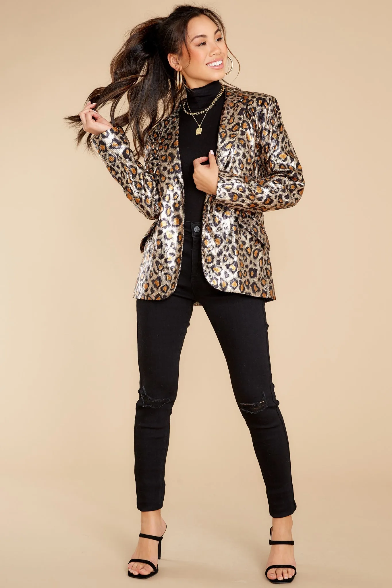 Fiercely Stunning Gold Leopard Print Blazer