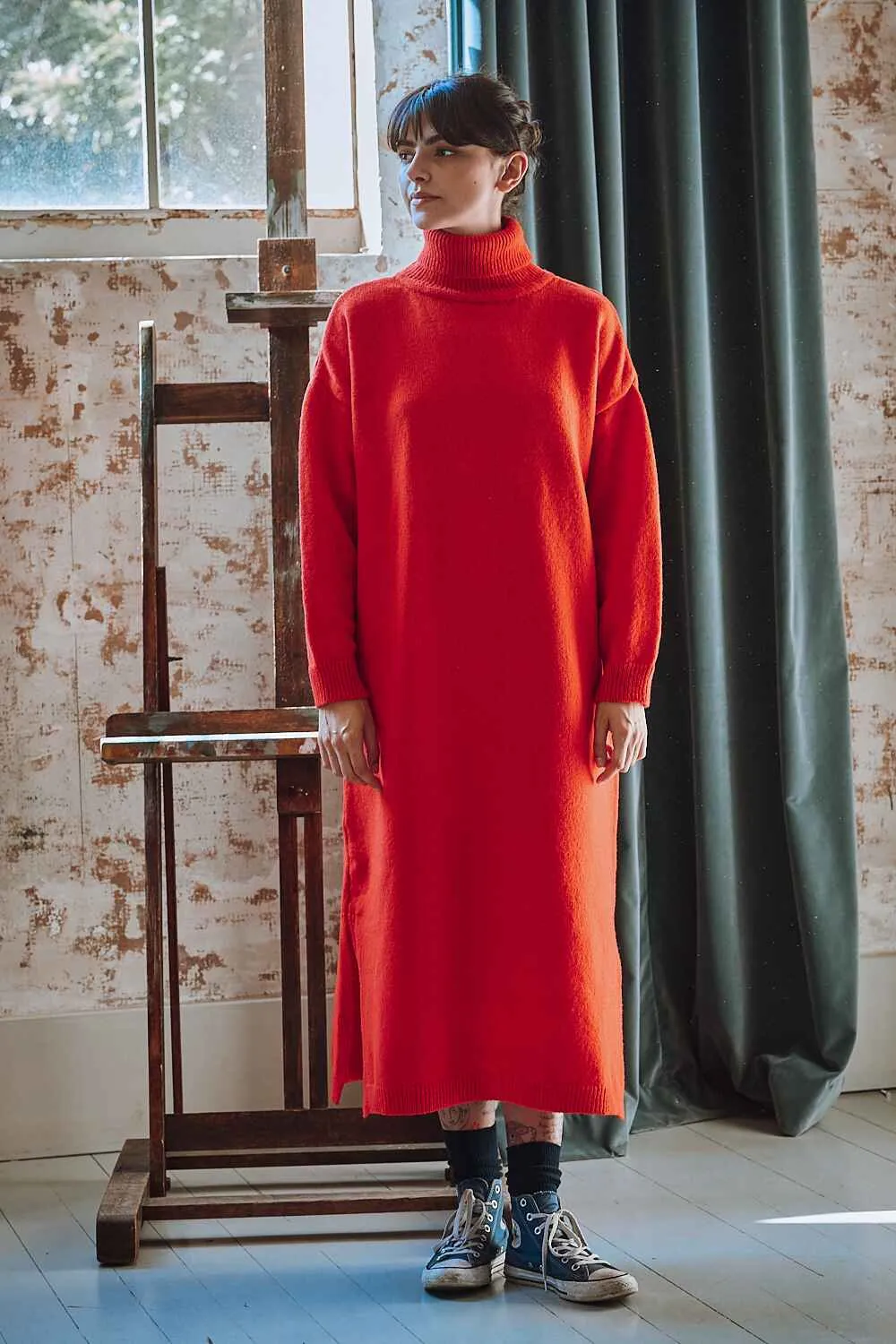 FREYA Knit Dress in Merino Wool - Red