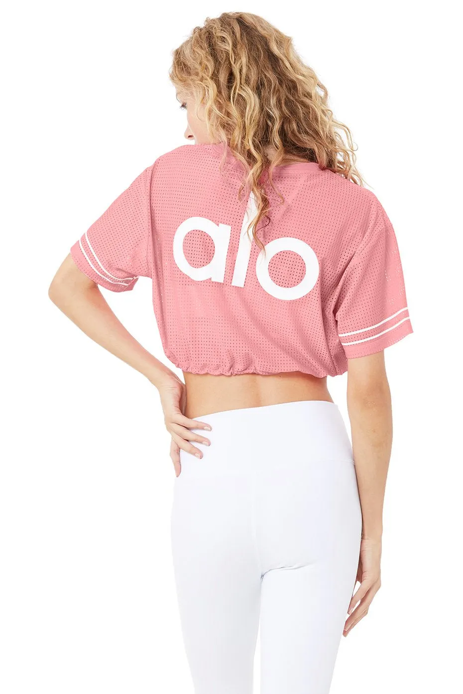 Frontline Crop Tee - Macaron Pink/White