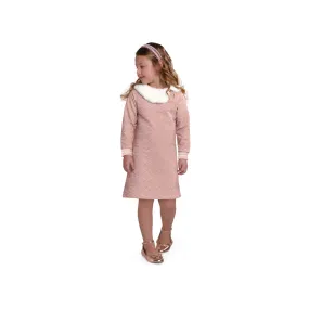 Girls Quilted Fur Collar L/S Dress