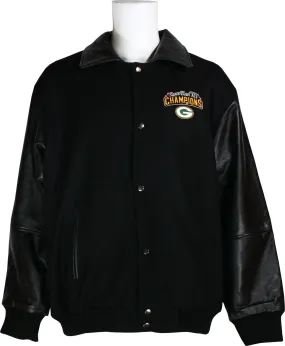 Green Bay Packers Super Bowl XLV Champions Men's Leather & Wool Jacket