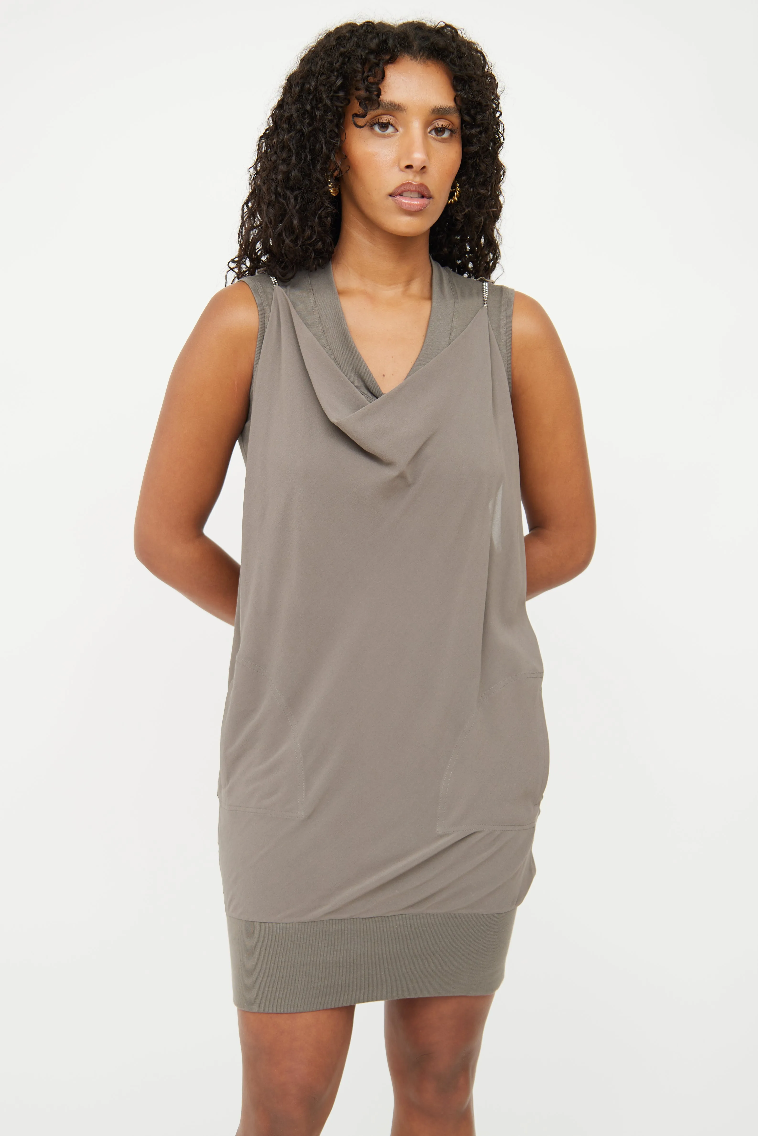 Grey Monili Drape Dress