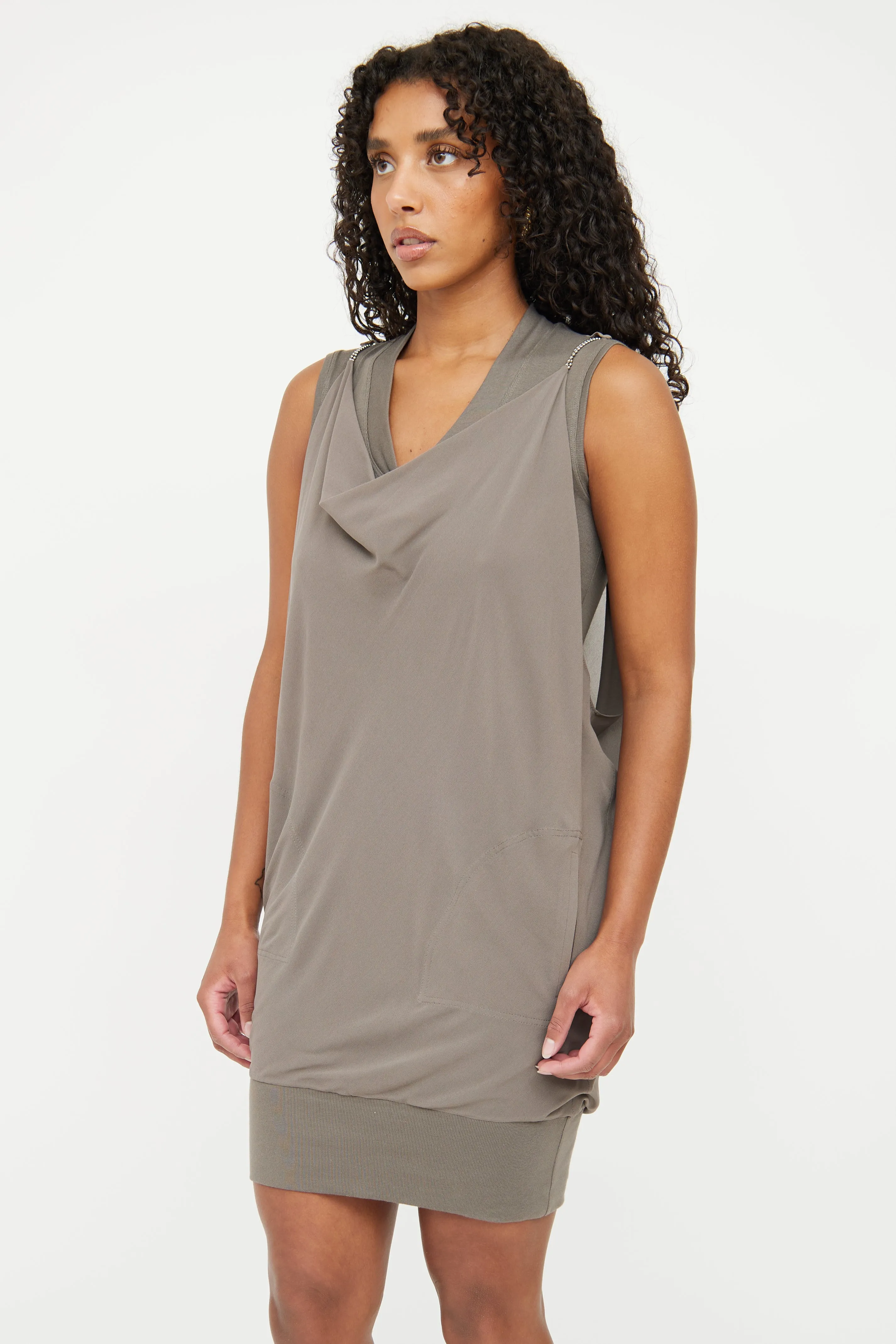 Grey Monili Drape Dress