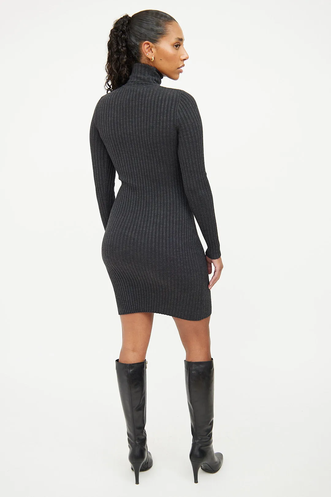 Grey Rib Knit Bodycon Dress