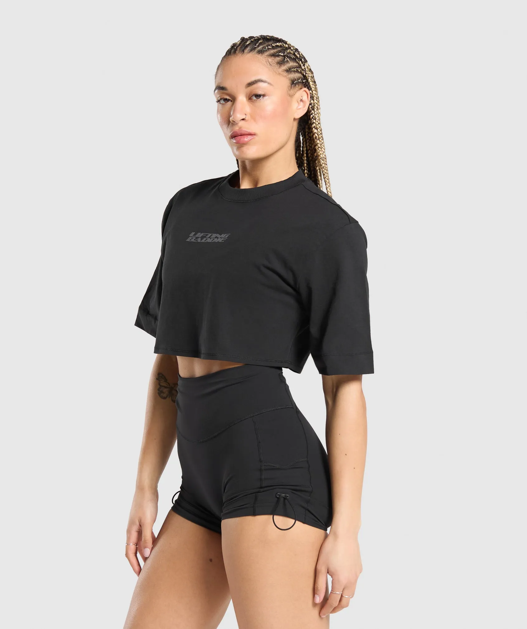 Gymshark Lifting Baddie Boxy Crop Top - Black