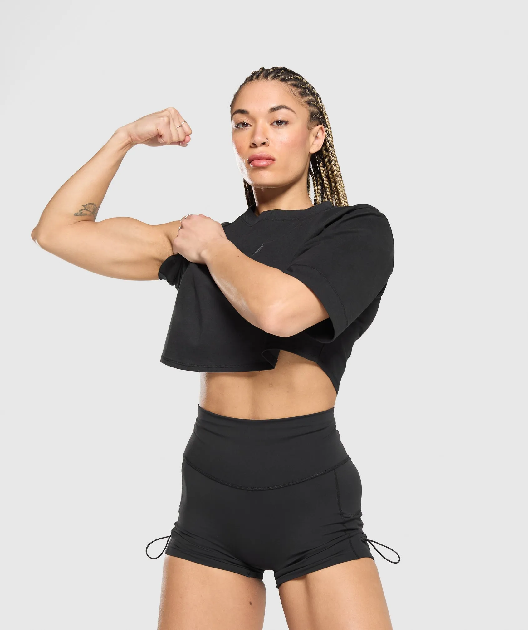 Gymshark Lifting Baddie Boxy Crop Top - Black