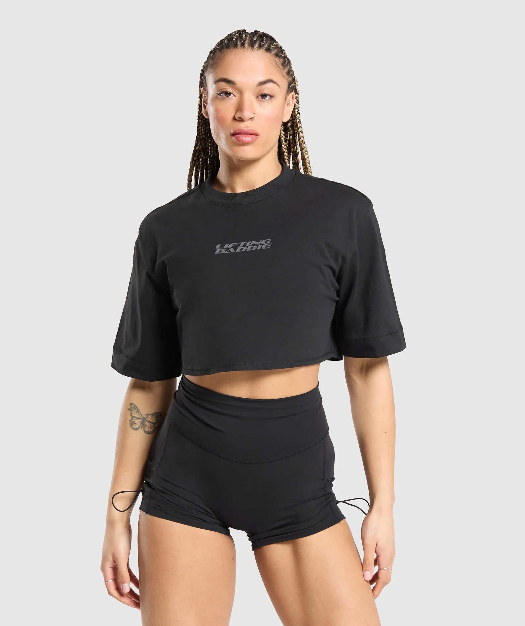 Gymshark Lifting Baddie Boxy Crop Top - Black