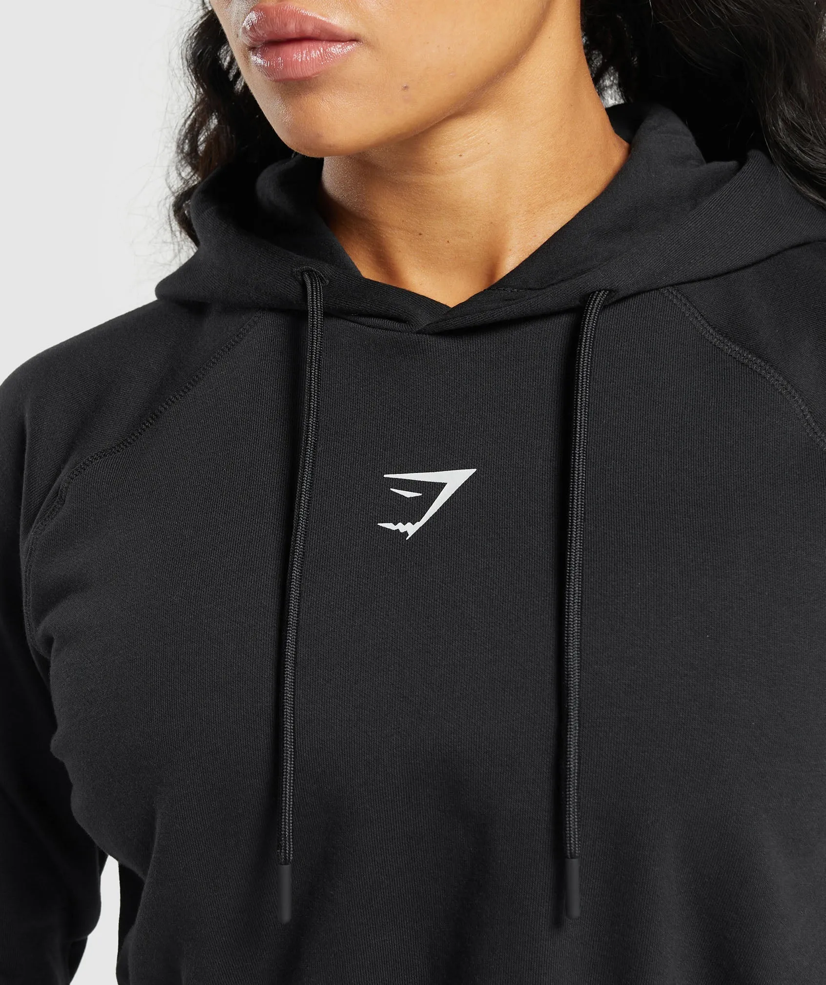 Gymshark Training Department Graphic Cropped Hoodie - Black