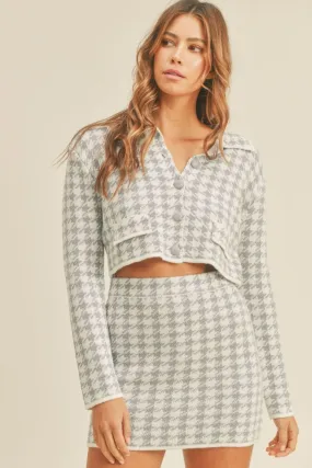 Hadley Houndstooth Knit Cardigan   Skirt Set