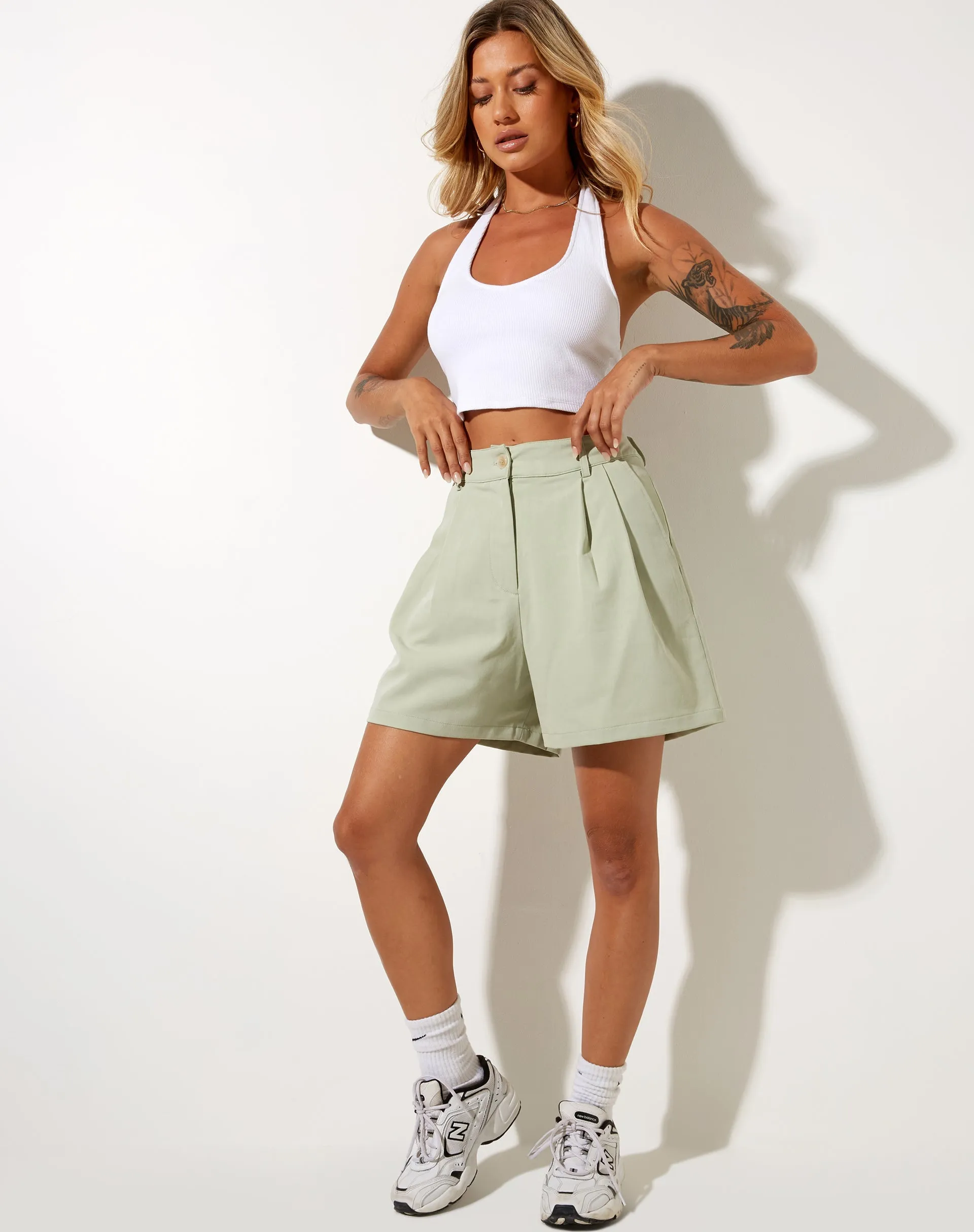 Hamo Tailored Shorts in Sage