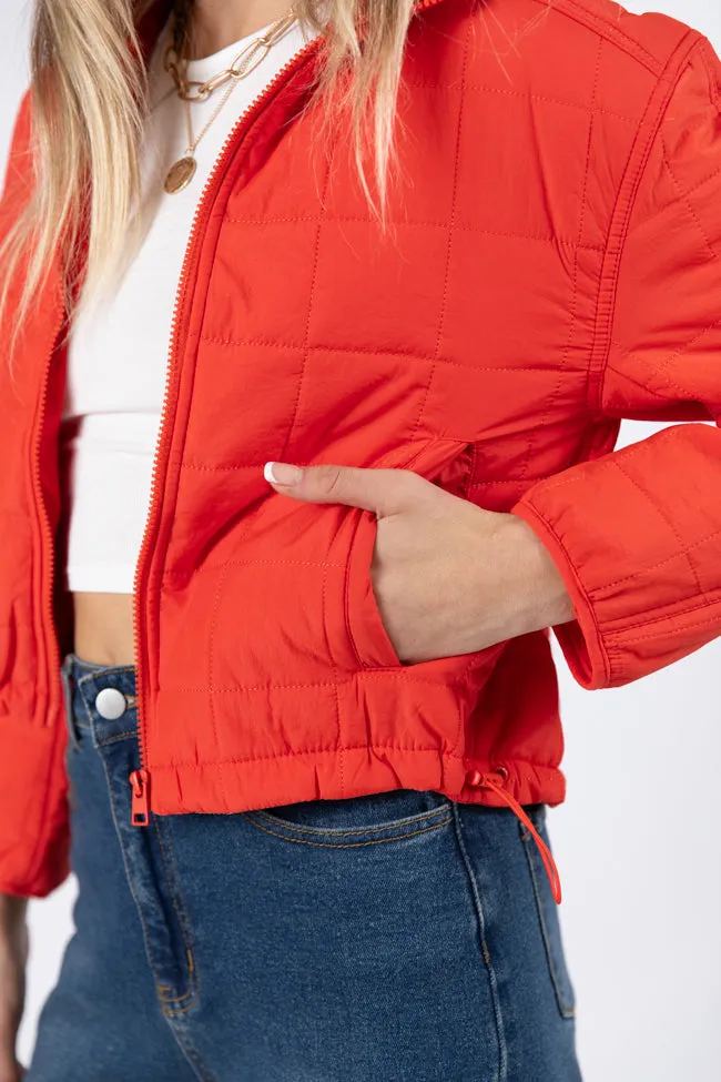 Heating Up Tomato Lightweight Puffer Jacket SALE