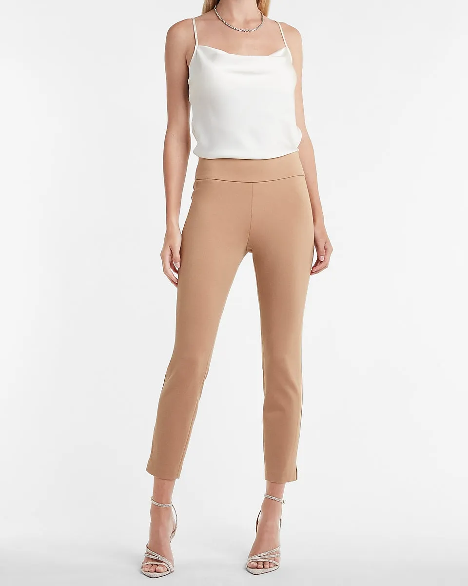 High Waisted Luxe Comfort Knit Columnist Ankle Pant in Pecan