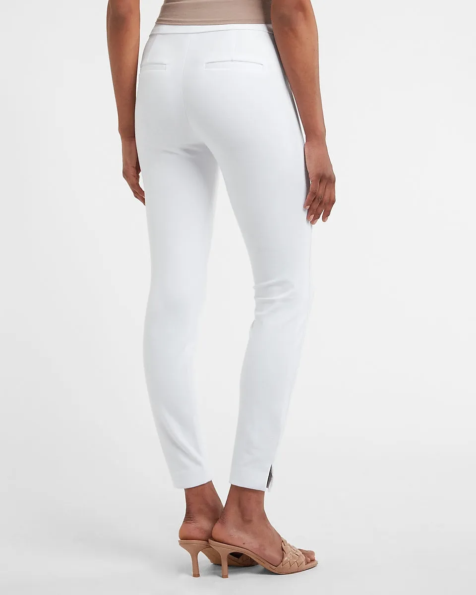 High Waisted Luxe Comfort Knit Columnist Ankle Pant in White