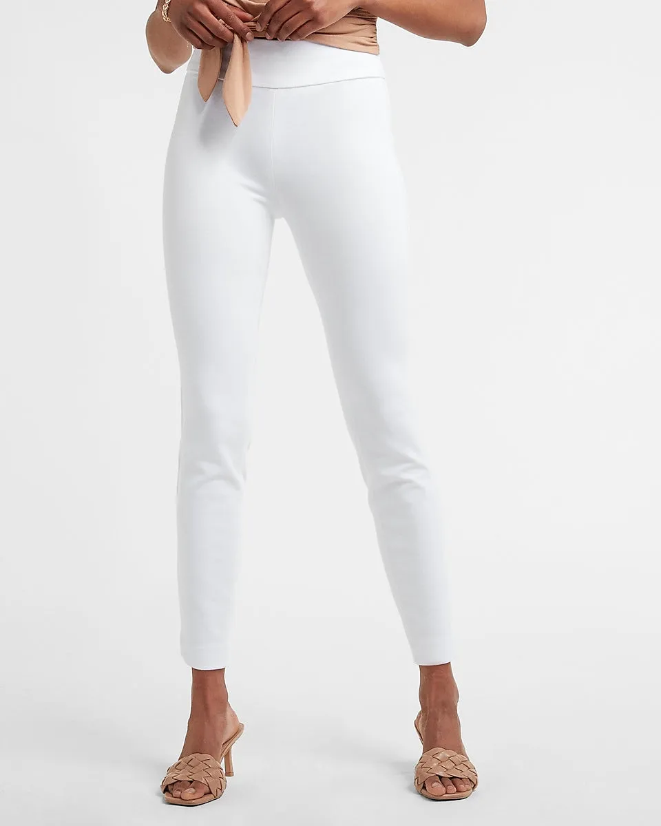 High Waisted Luxe Comfort Knit Columnist Ankle Pant in White