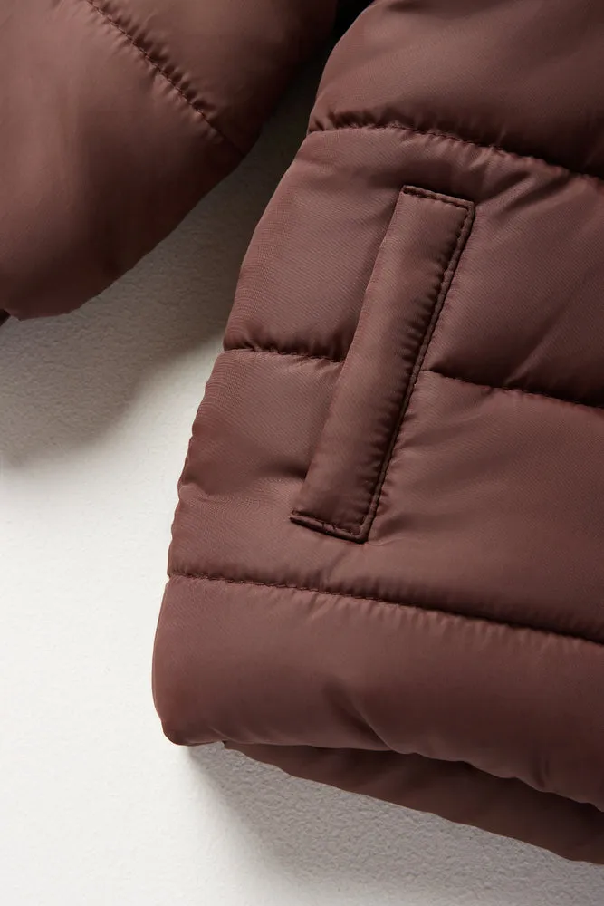 Hooded Puffer Jacket Brown