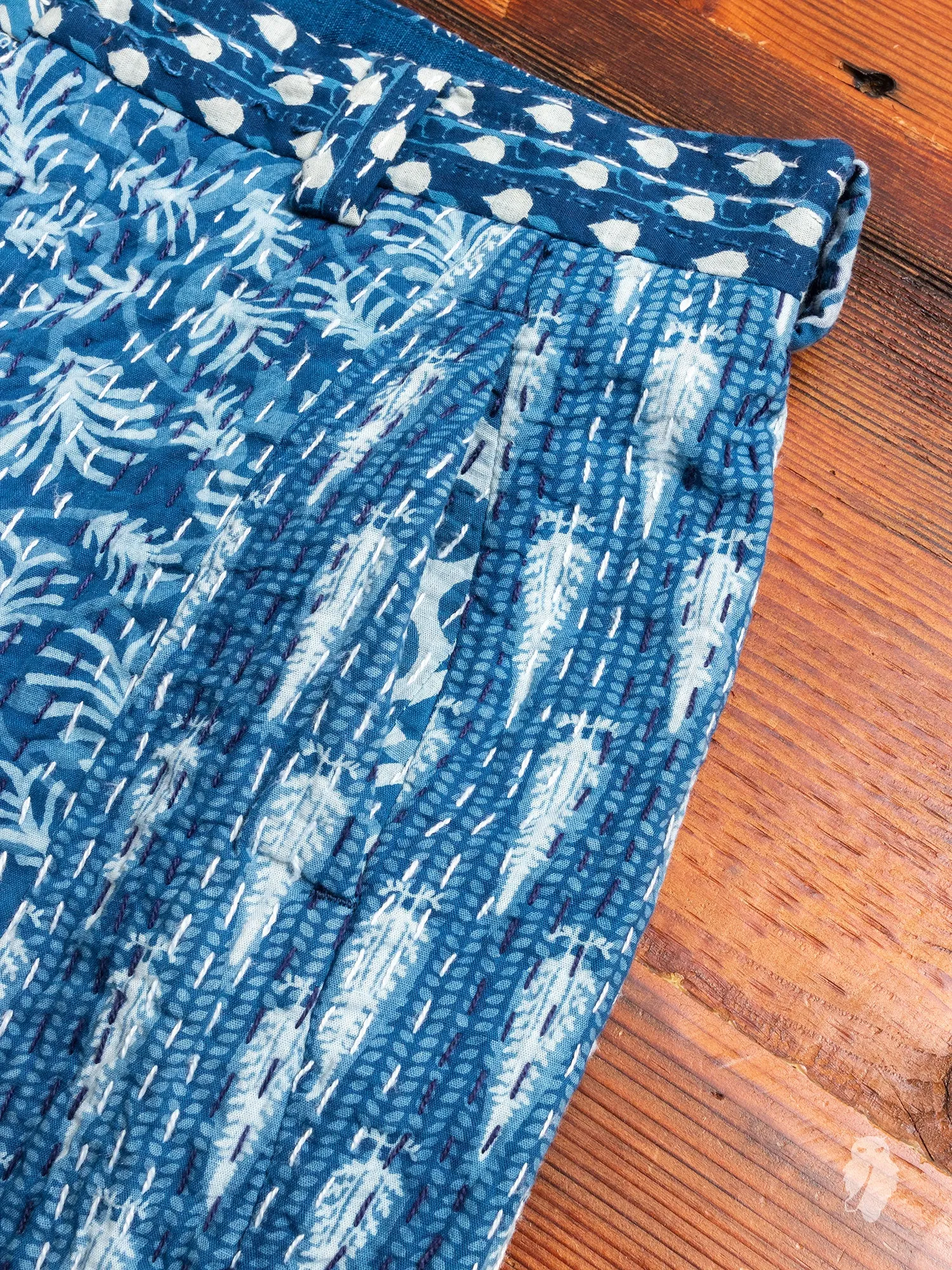 India Quilt Trousers in Indigo