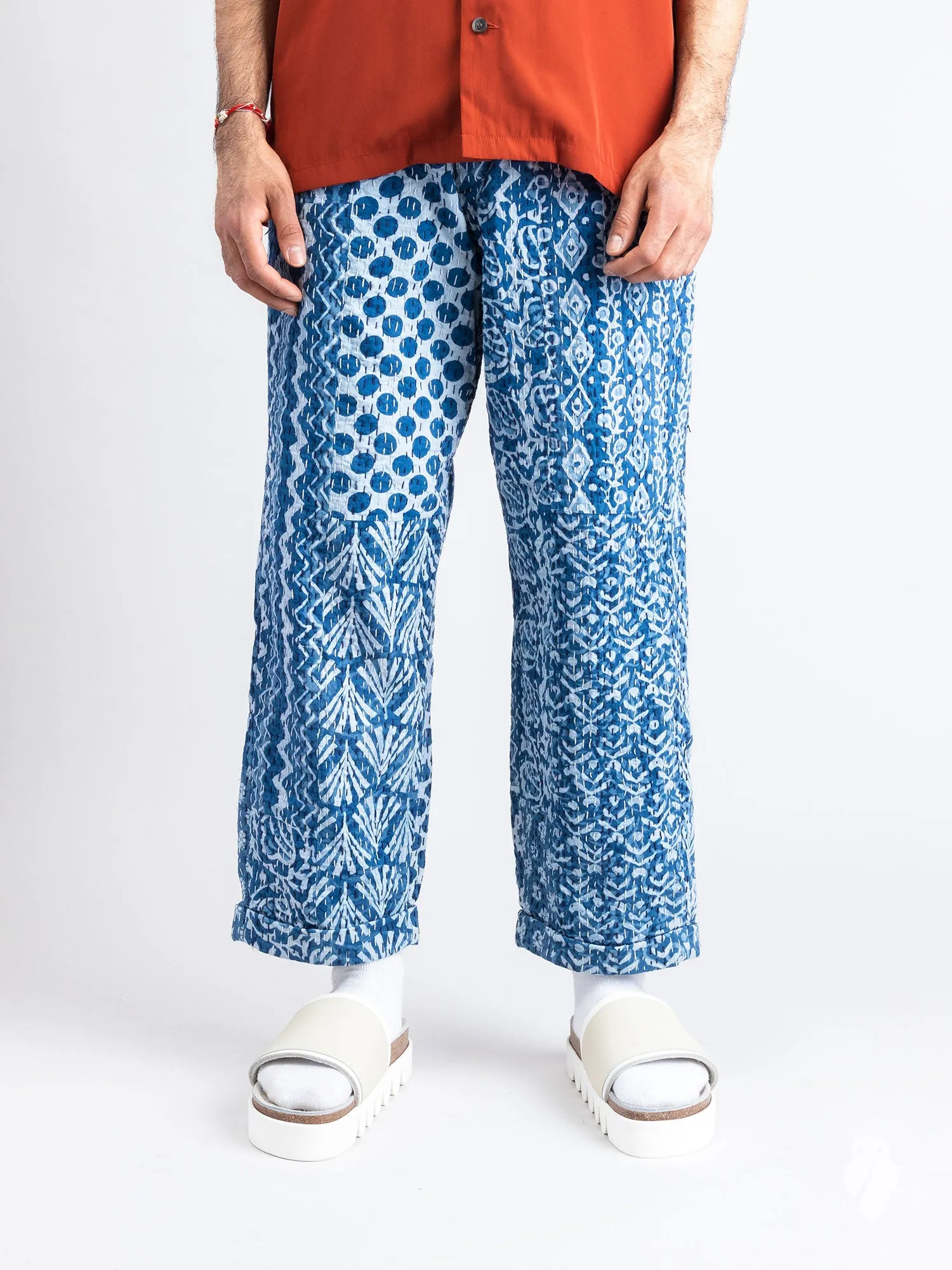 India Quilt Trousers in Indigo