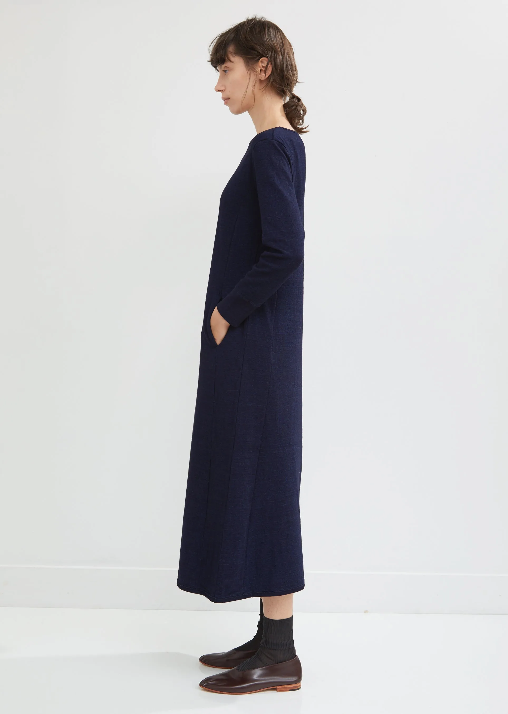 Indigo Dyed Jersey Long Dress