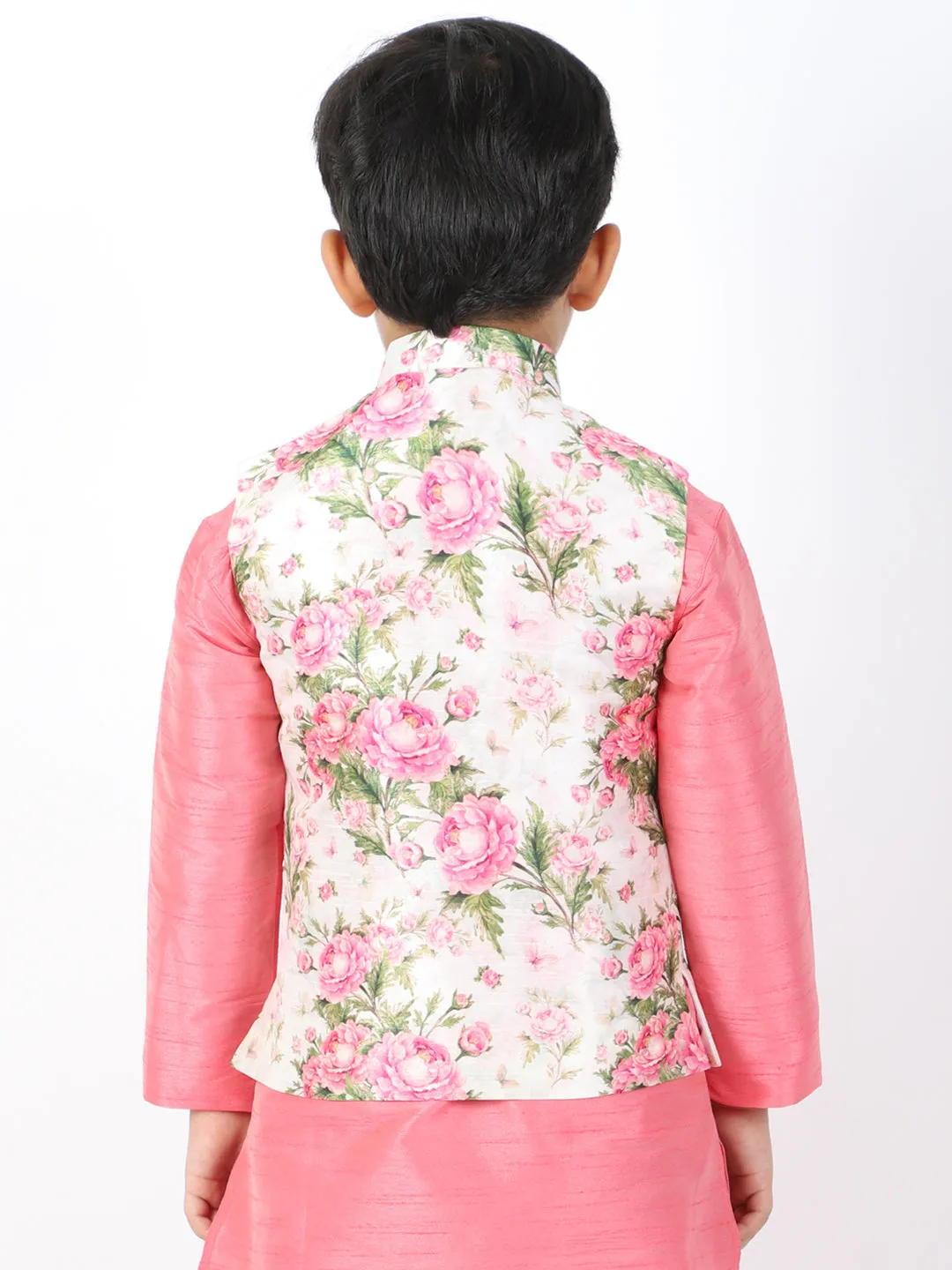 Jashvi Boys Multicolor-Base-Cream Nehru Jacket