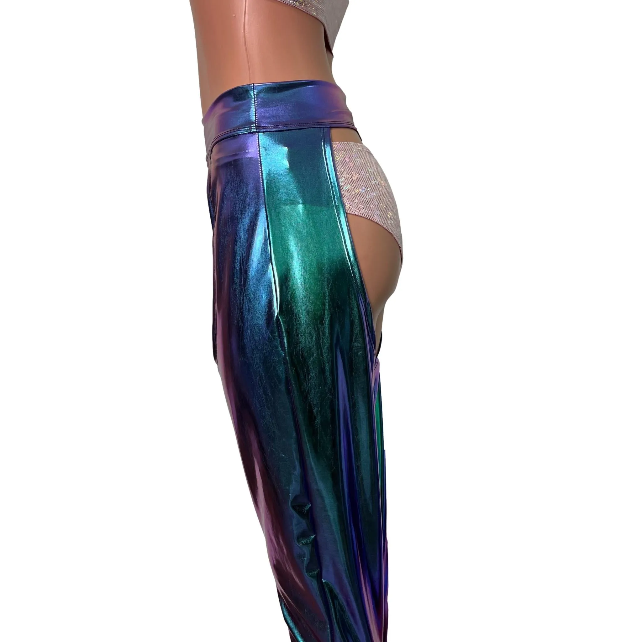 Jogger Chaps in Holographic Oil Slick Spandex Unisex Women's/Men's