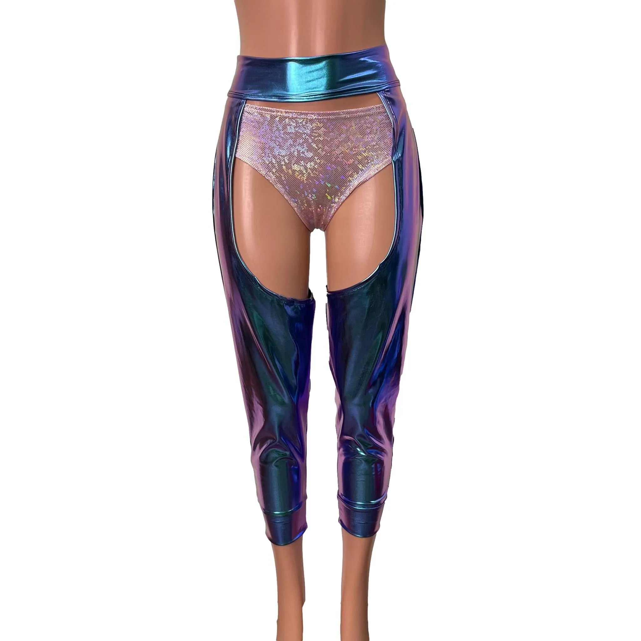 Jogger Chaps in Holographic Oil Slick Spandex Unisex Women's/Men's