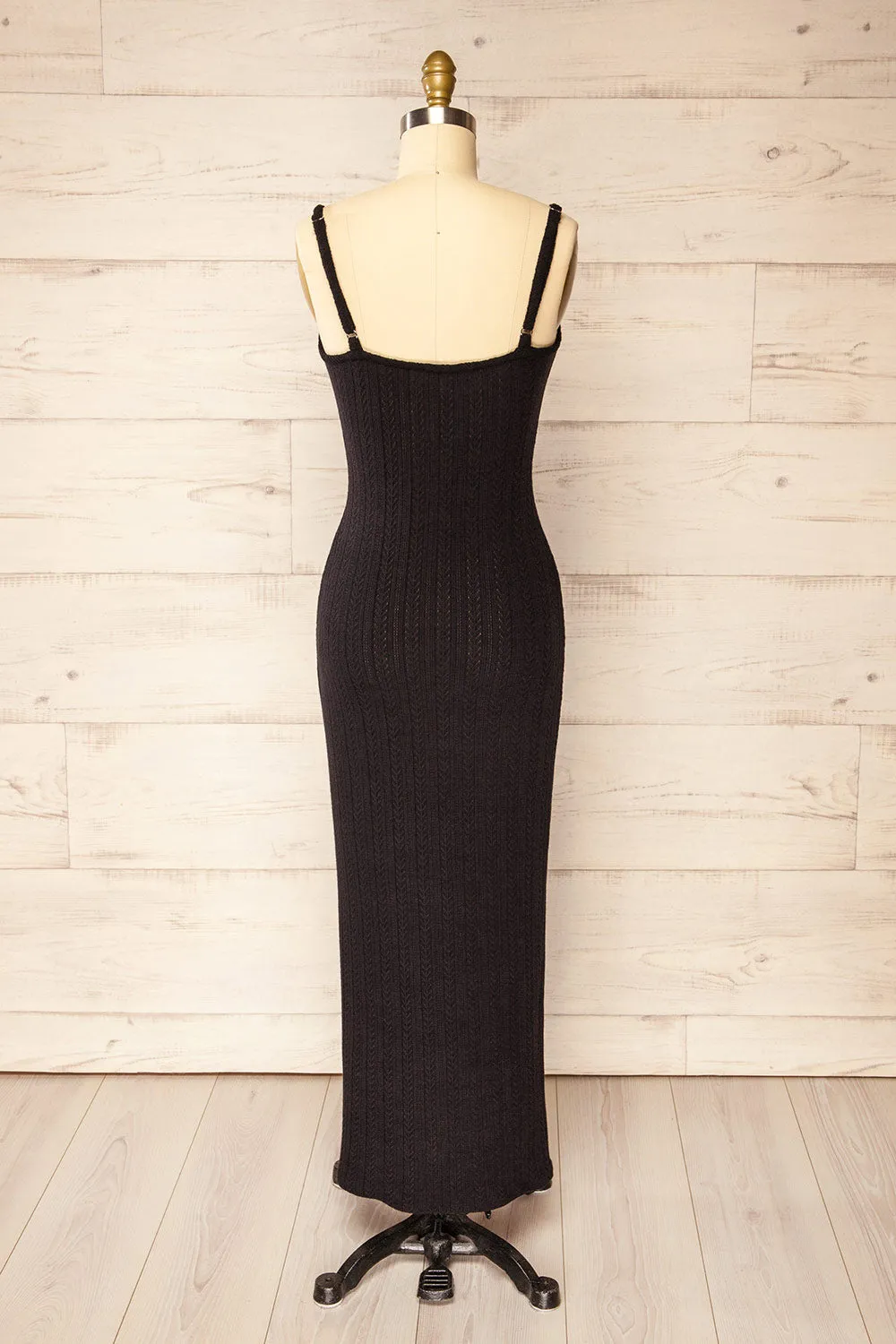 Katherine Black | Knit Maxi Dress w/ Thin Straps