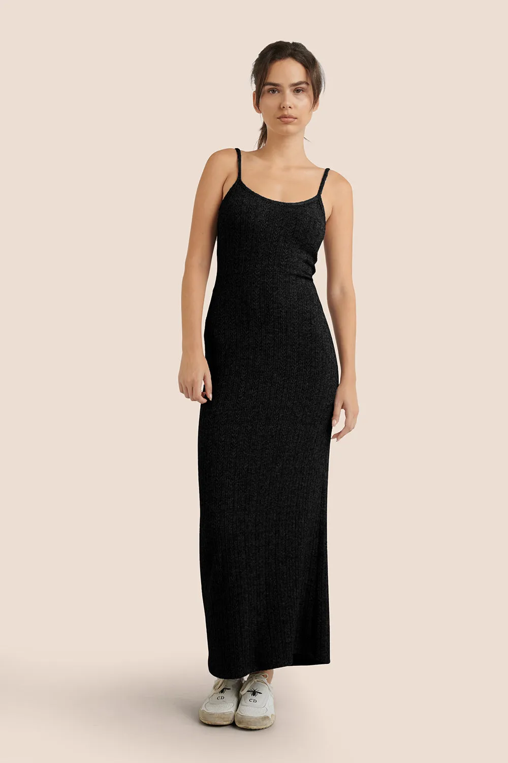 Katherine Black | Knit Maxi Dress w/ Thin Straps