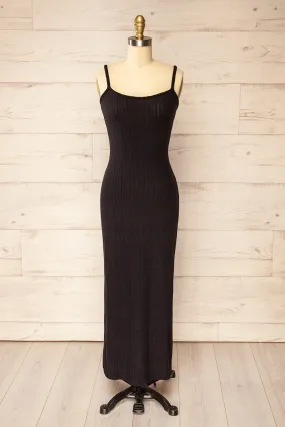 Katherine Black | Knit Maxi Dress w/ Thin Straps