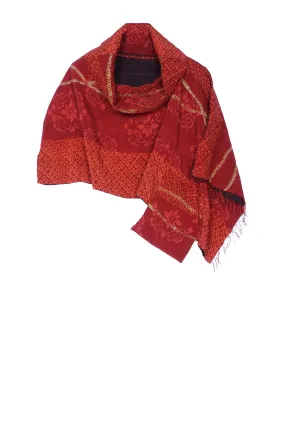 KIMONO PRINT KANTHA COWL NECK CAPE