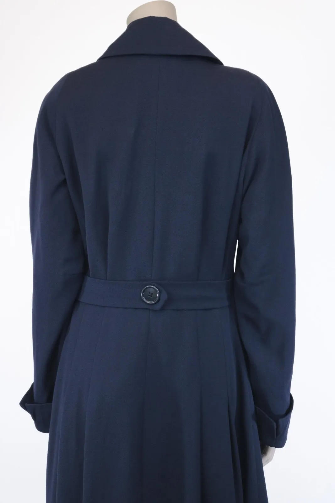 Late 1940s Navy Wool Gabardine Princess Coat