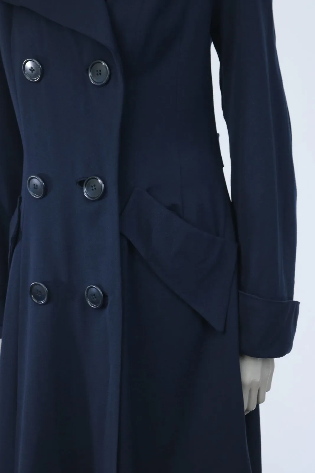 Late 1940s Navy Wool Gabardine Princess Coat