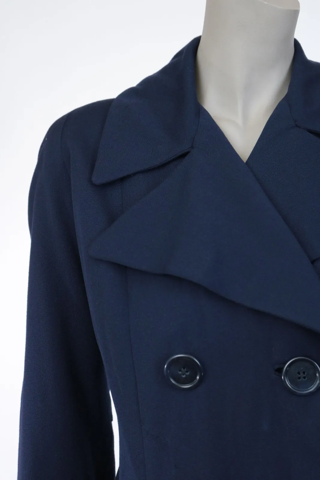 Late 1940s Navy Wool Gabardine Princess Coat