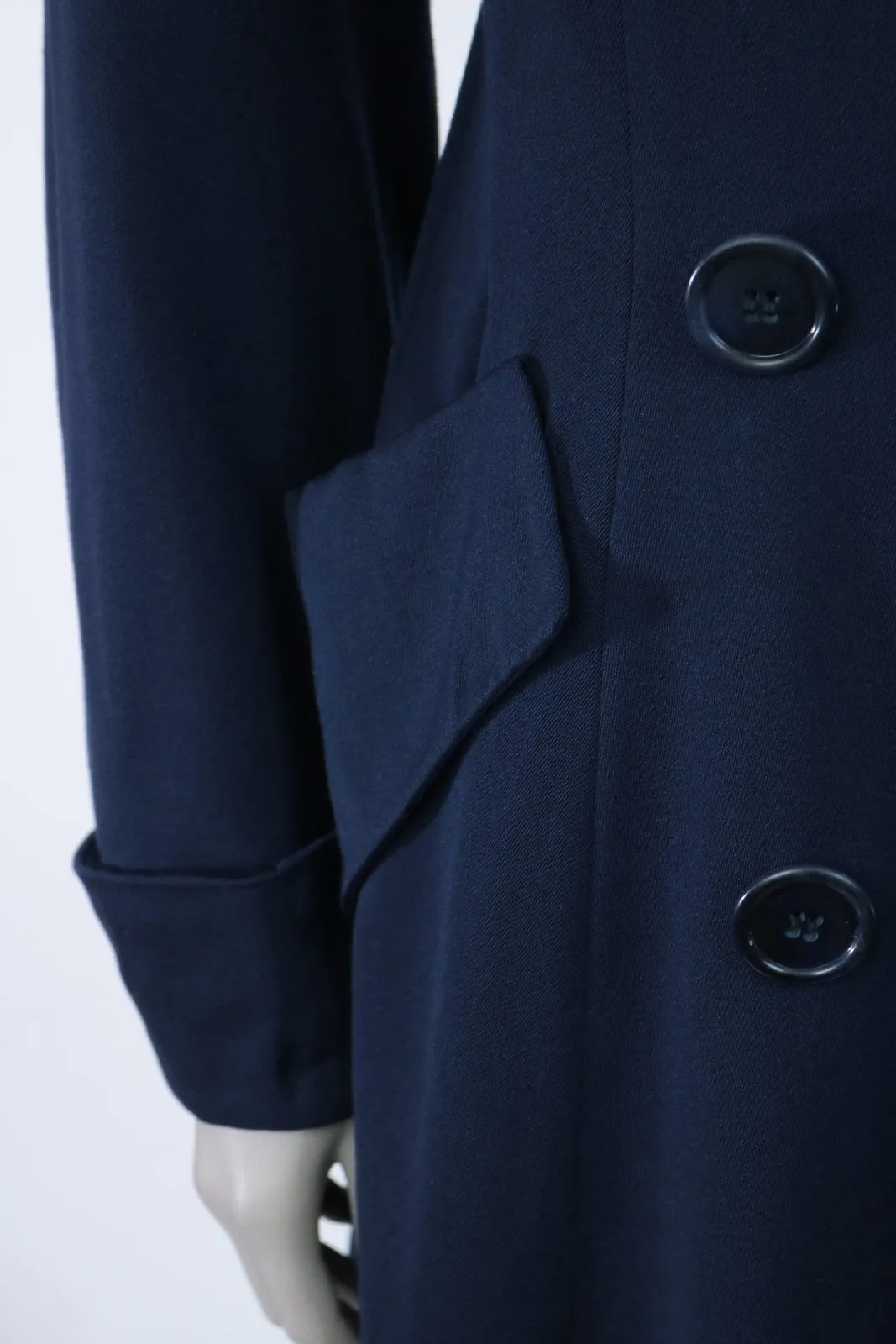 Late 1940s Navy Wool Gabardine Princess Coat