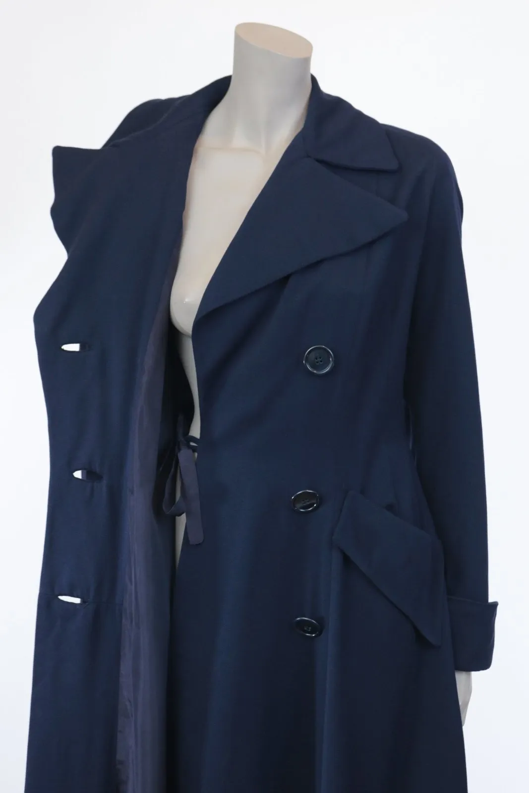 Late 1940s Navy Wool Gabardine Princess Coat