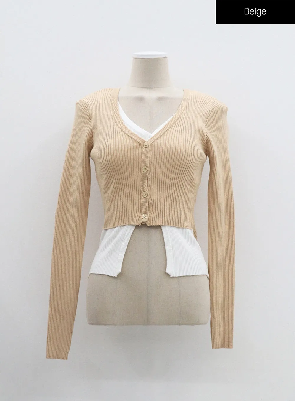 Layered Ribbed Knit Top OM306