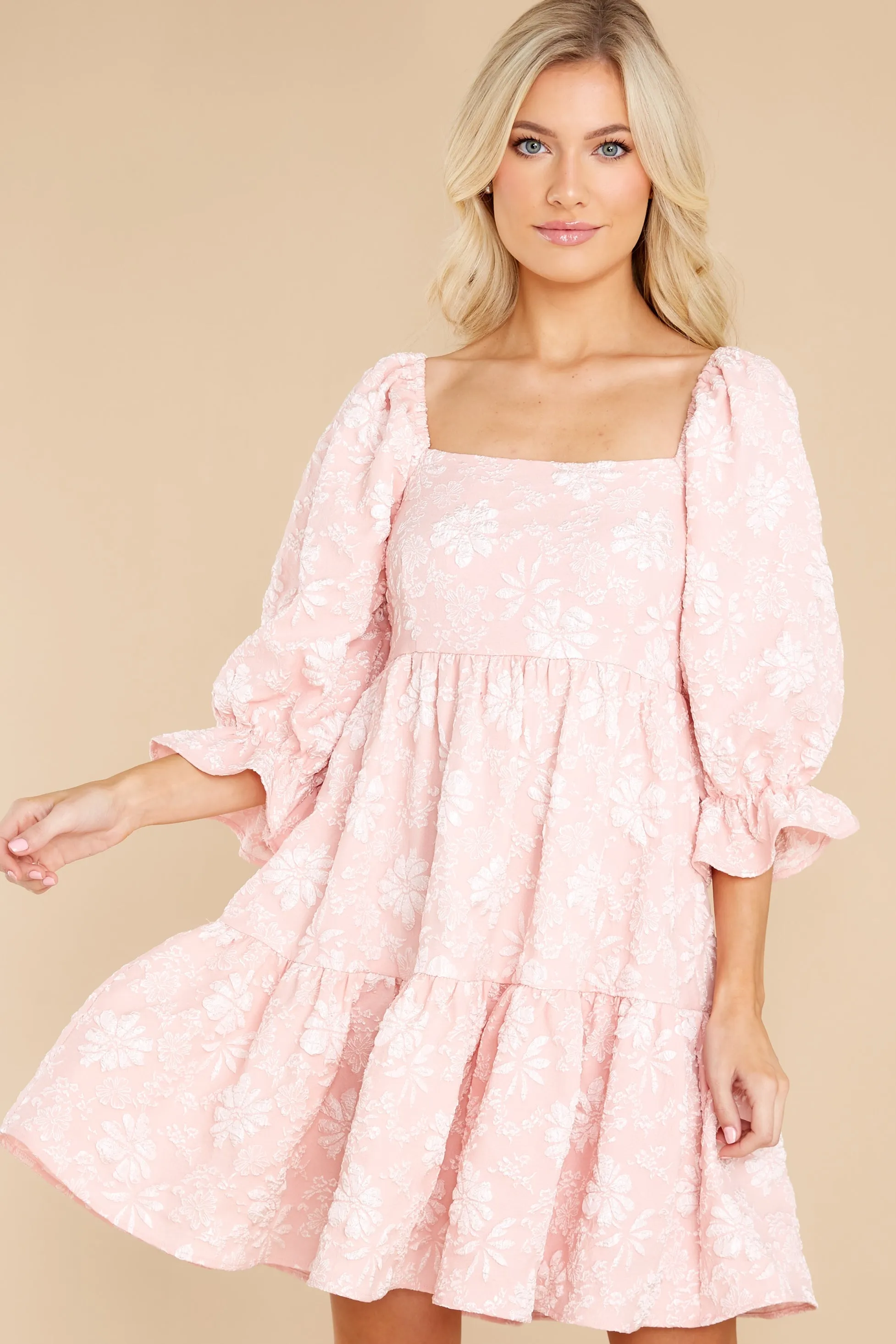 Little Daisy Peach Floral Print Dress