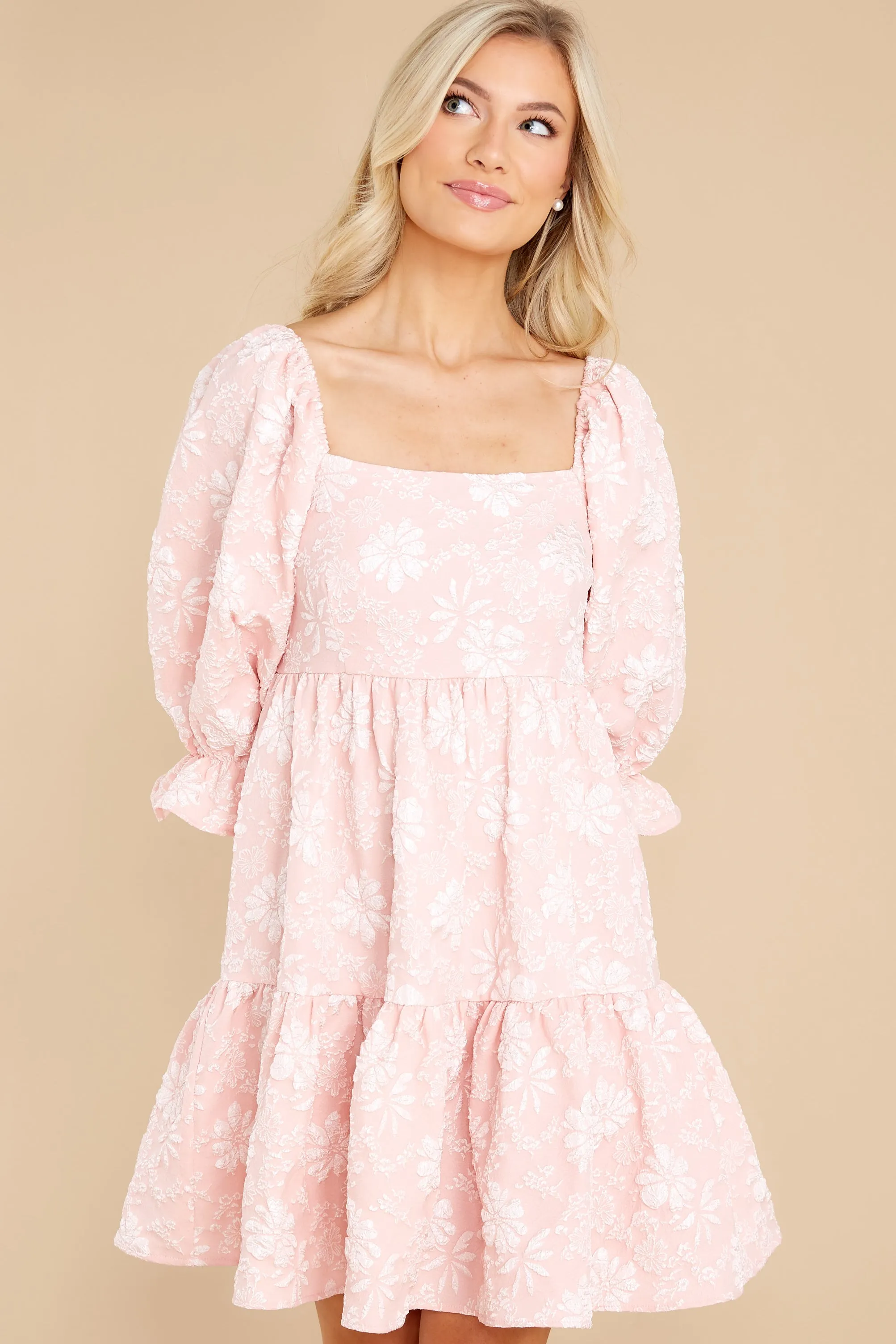 Little Daisy Peach Floral Print Dress